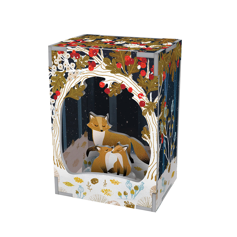 Wild Wood Hideaway Fox and Cubs Diorama Christmas Decoration Roger la Borde
