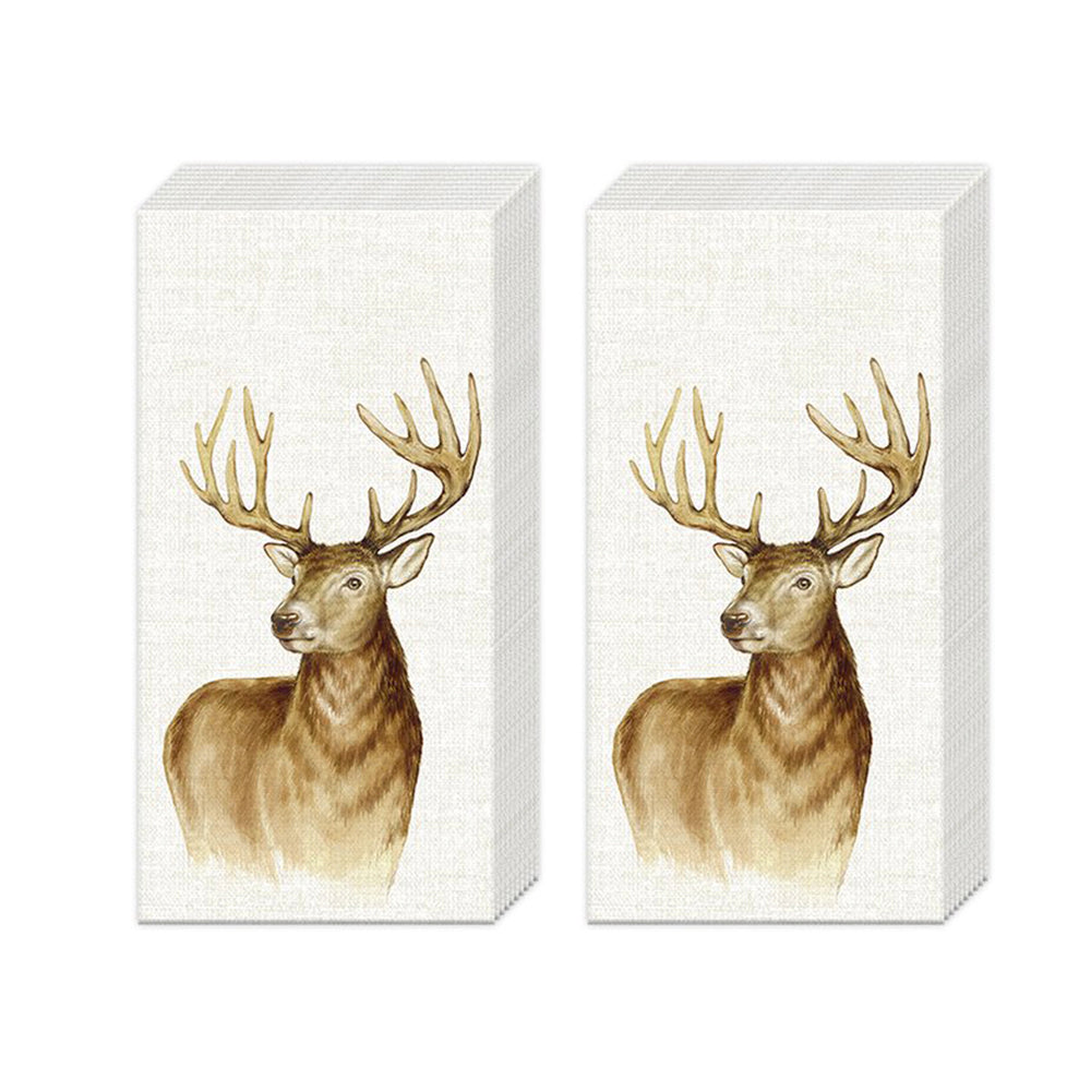 Hunted Deer Cream IHR Paper Pocket Tissues - 2 packs of 10 tissues 21 cm square