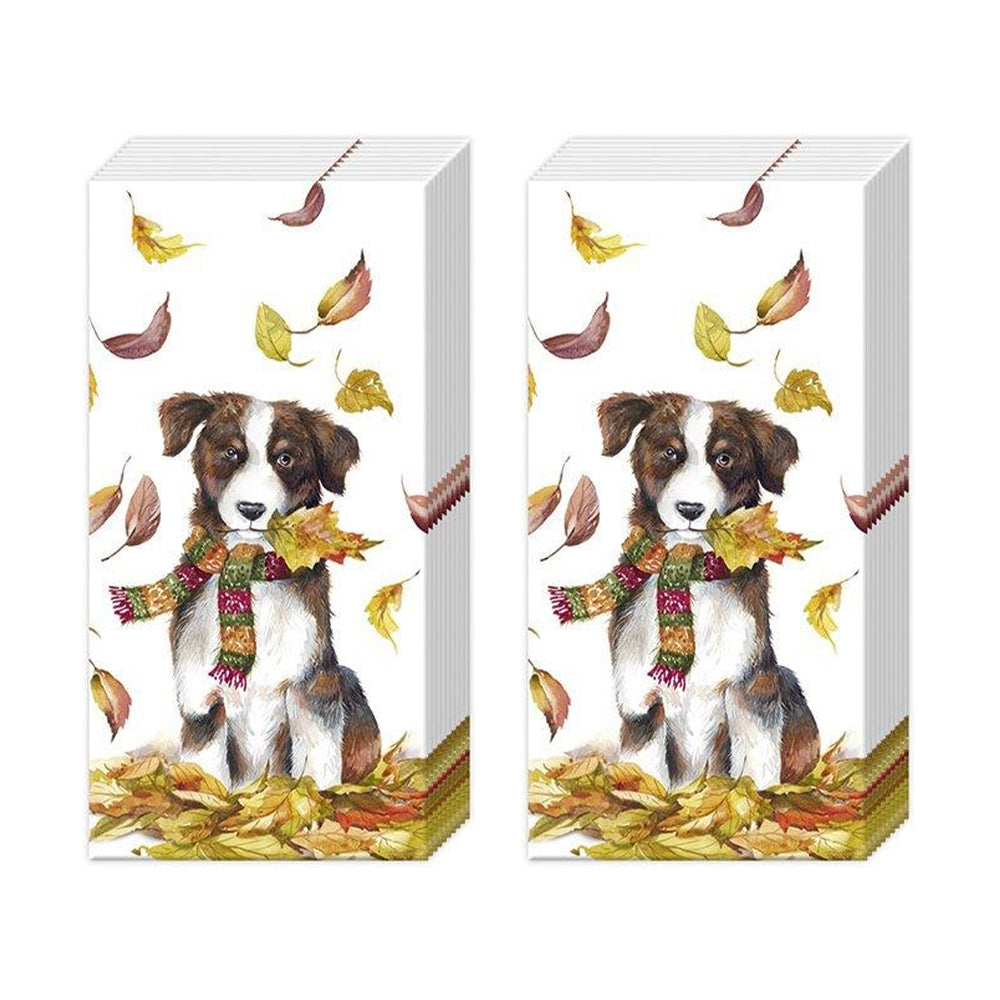 Dog Having Fun IHR Paper Pocket Tissues - 2 packs of 10 tissues 21 cm square