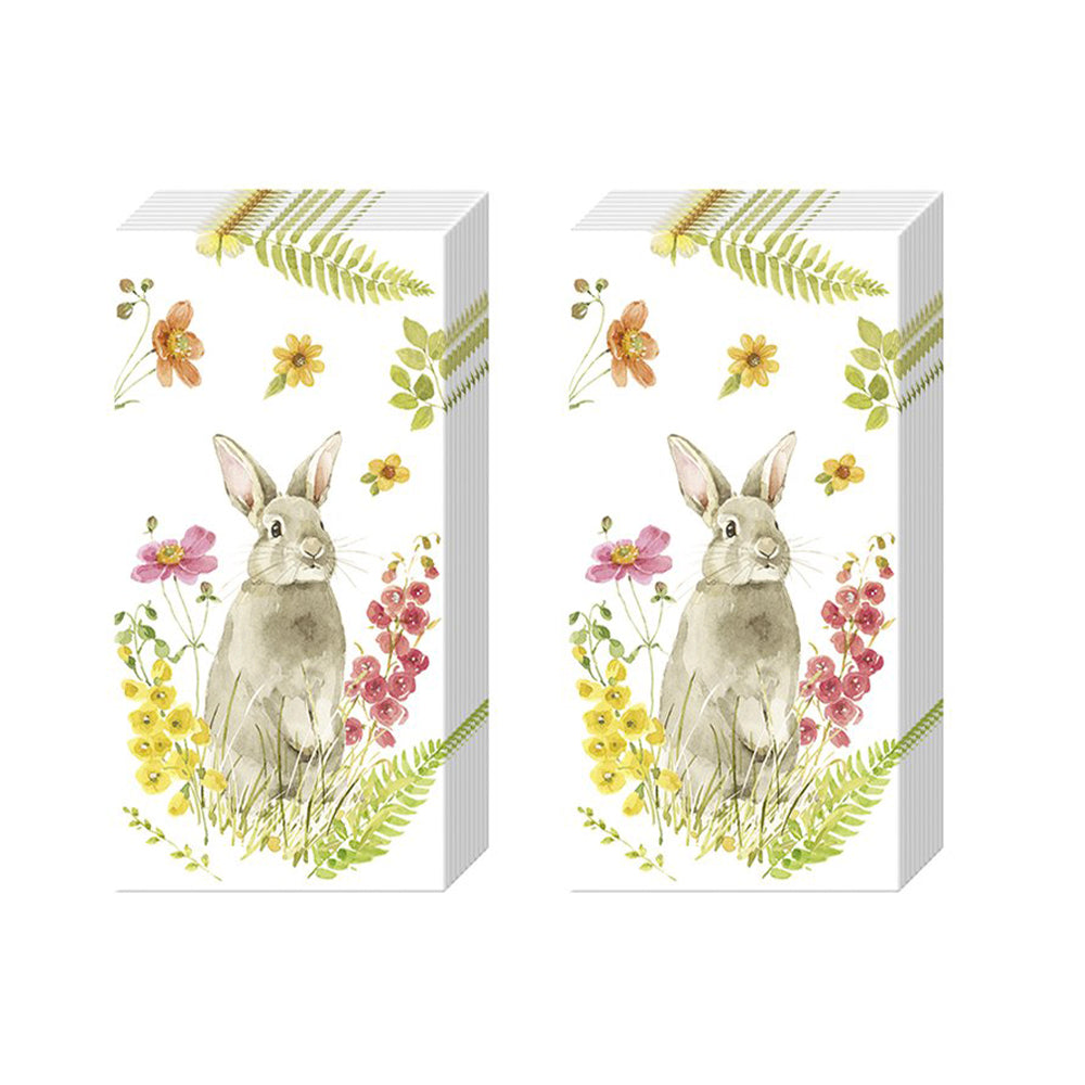 Hop on Spring Easter Bunny IHR Paper Pocket Tissues - 2 packs of 10 tissues 21 cm square