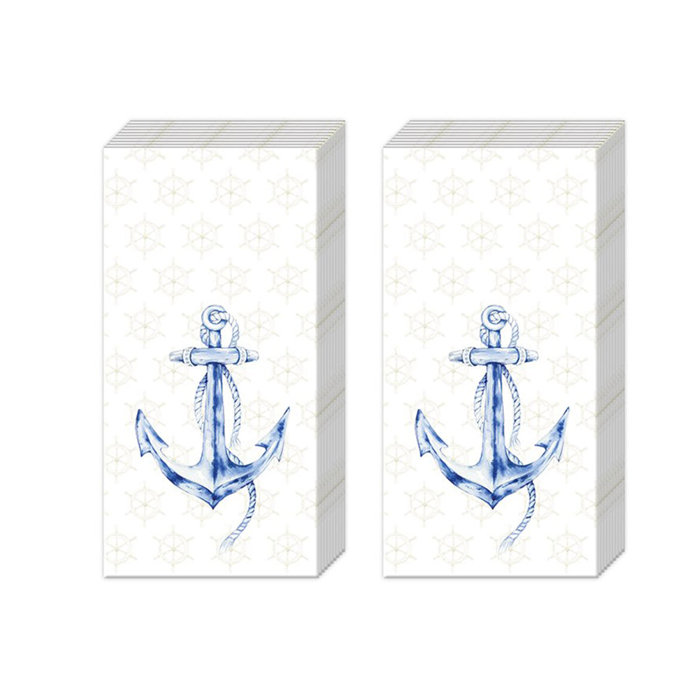 Anchor Cream Sailing HR Paper Pocket Tissues - 2 packs of 10 tissues 21 cm square