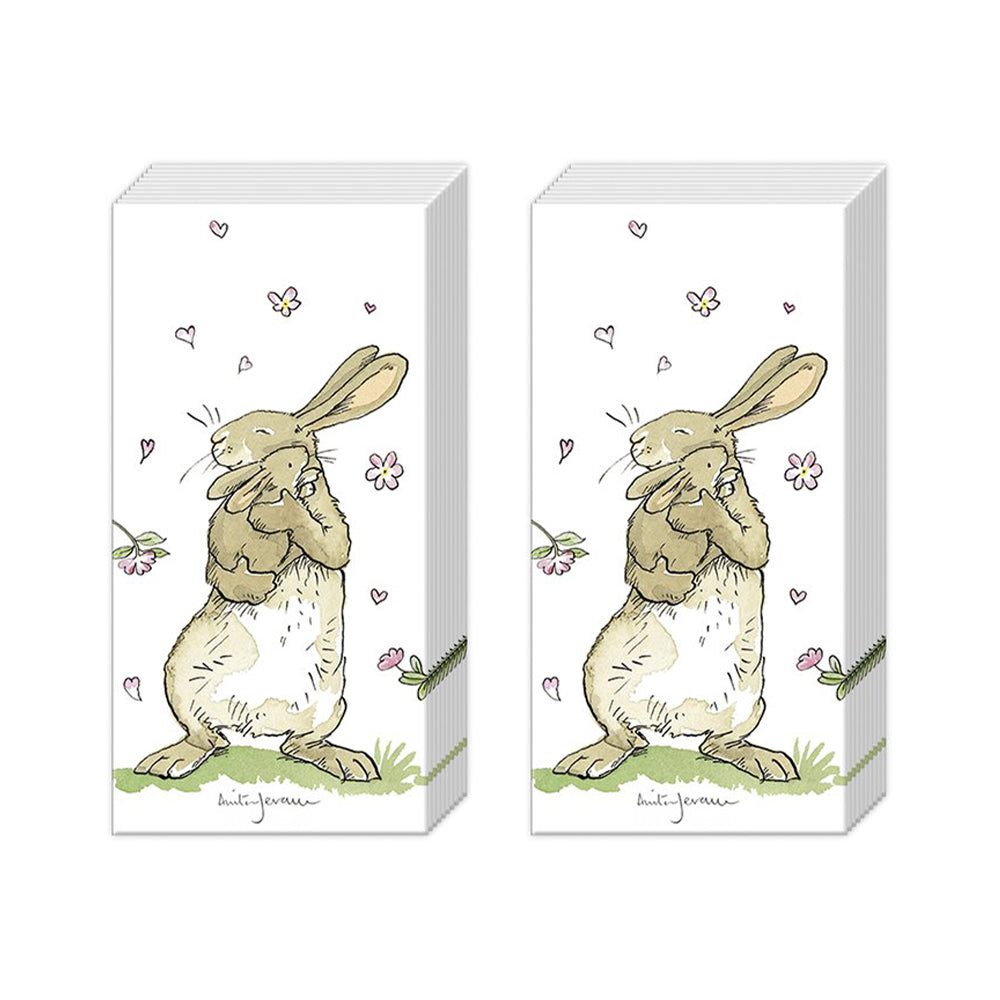 Forever Together Rabbit Love HR Paper Pocket Tissues - 2 packs of 10 tissues 21 cm square