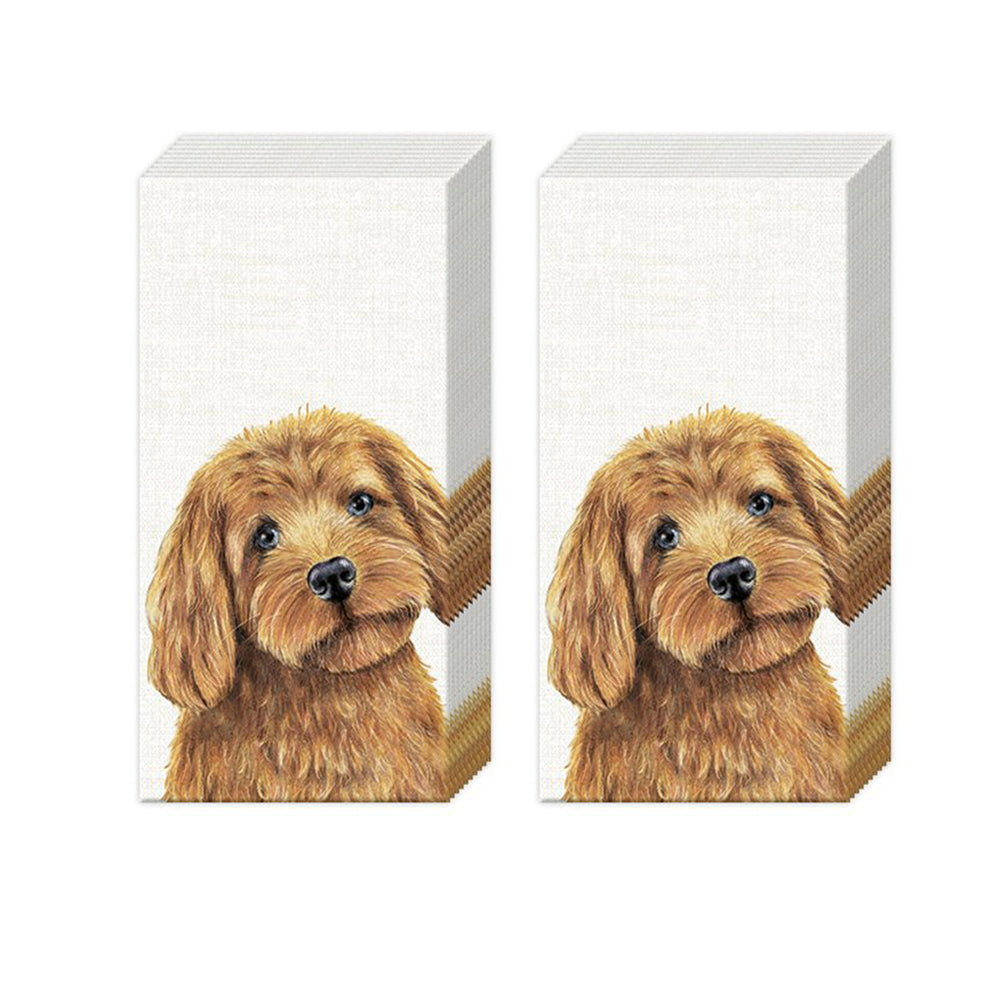 Farm Dog Cream HR Paper Pocket Tissues - 2 packs of 10 tissues 21 cm square