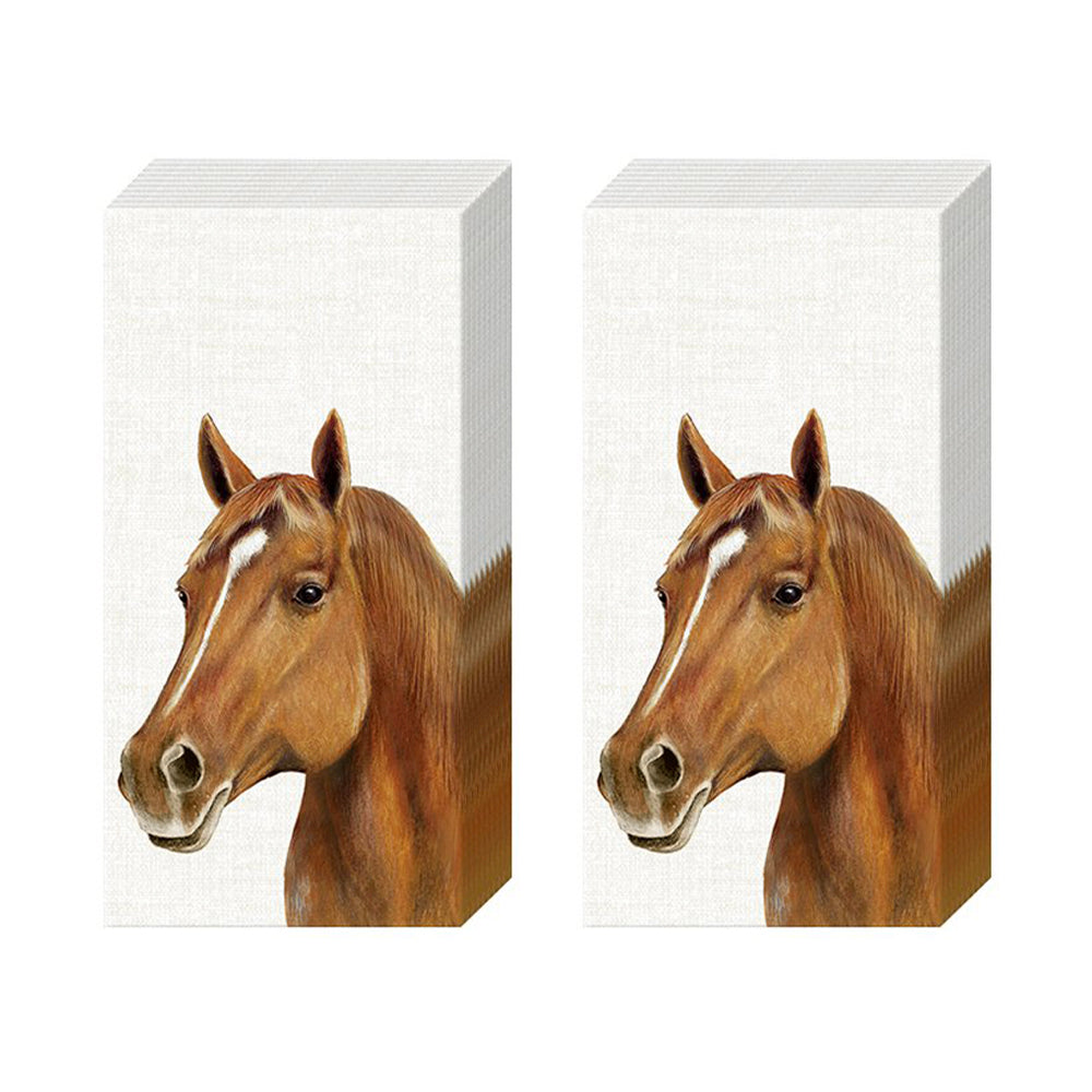 Farm Horse Cream HR Paper Pocket Tissues - 2 packs of 10 tissues 21 cm square