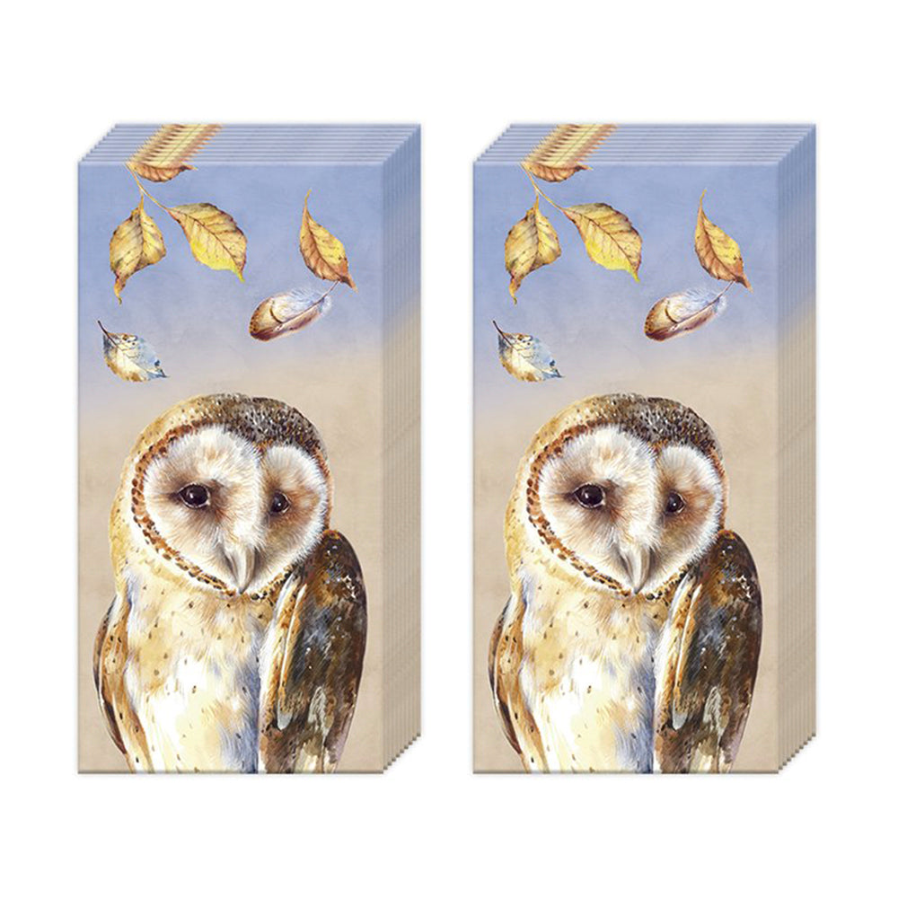 Evie cream Blue Owl IHR Paper Pocket Tissues - 2 packs of 10 tissues 21 cm square