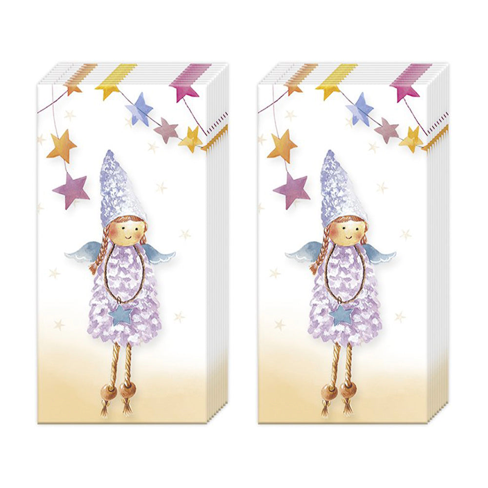 Happy Presents Gold Christmas IHR Paper Pocket Tissues - 2 packs of 10 tissues 21 cm square