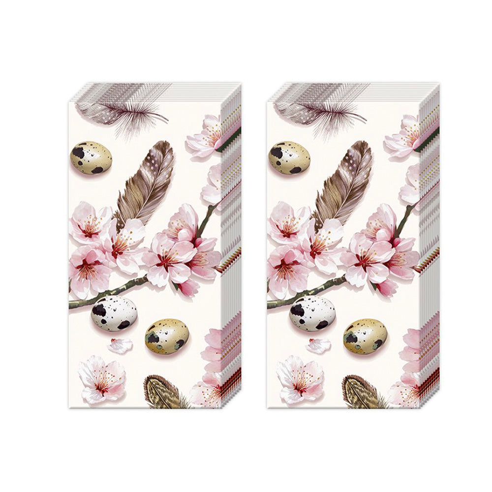 Beautiful Sakura Feather Blossom Eggs IHR Pocket Tissues 2 packs of 10 Tissues 20cm sq