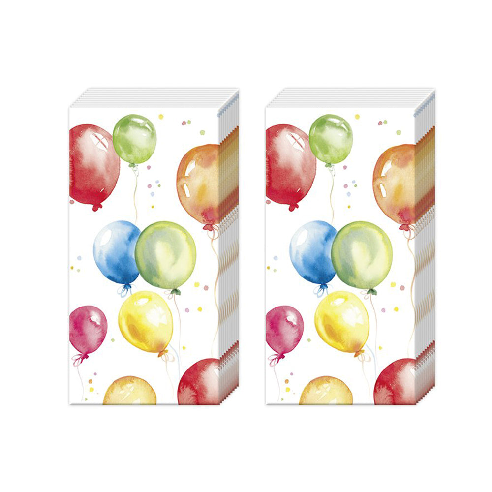 Birthday Balloons IHR Pocket Tissues 2 packs of 10 Tissues 20cm sq
