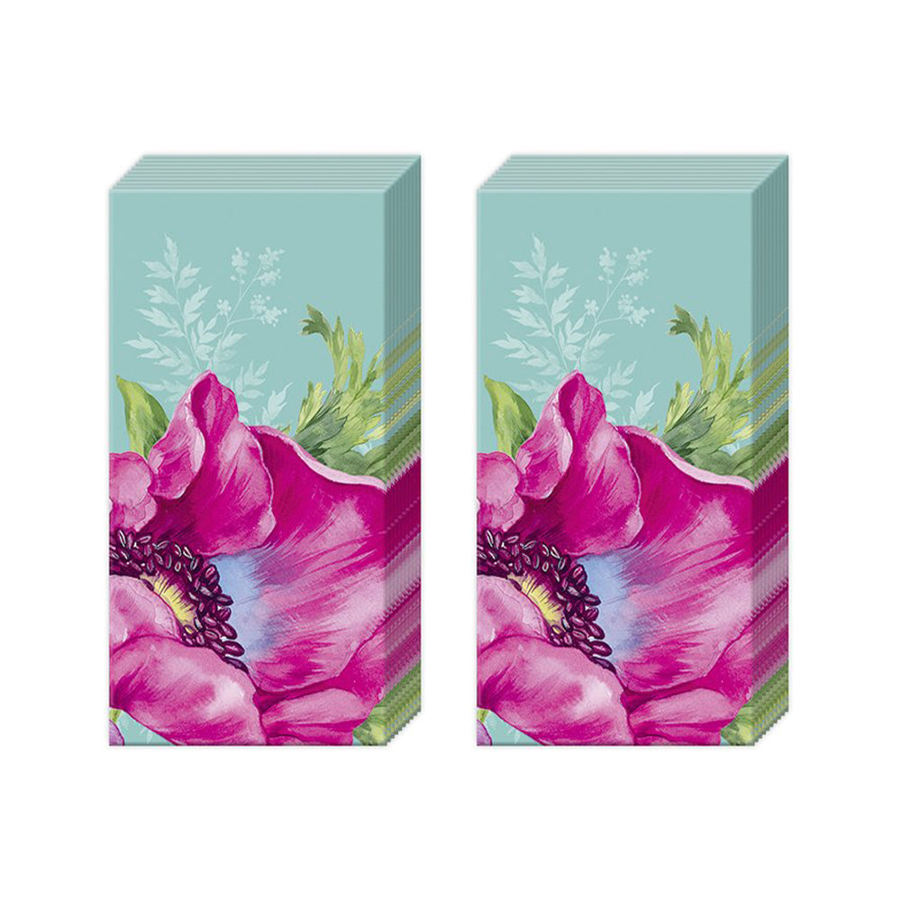 Joleen Turquoise Pink Floral IHR Pocket Tissues 2 packs of 10 Tissues 20cm sq