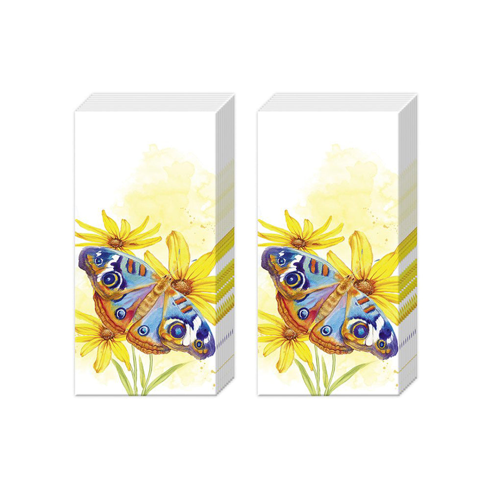 Garden Beauties Butterfly IHR Pocket Tissues 2 packs of 10 Tissues 20cm sq