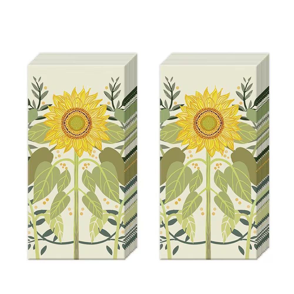 Sunflowers Cream IHR Pocket Tissues 2 packs of 10 Tissues 20cm sq