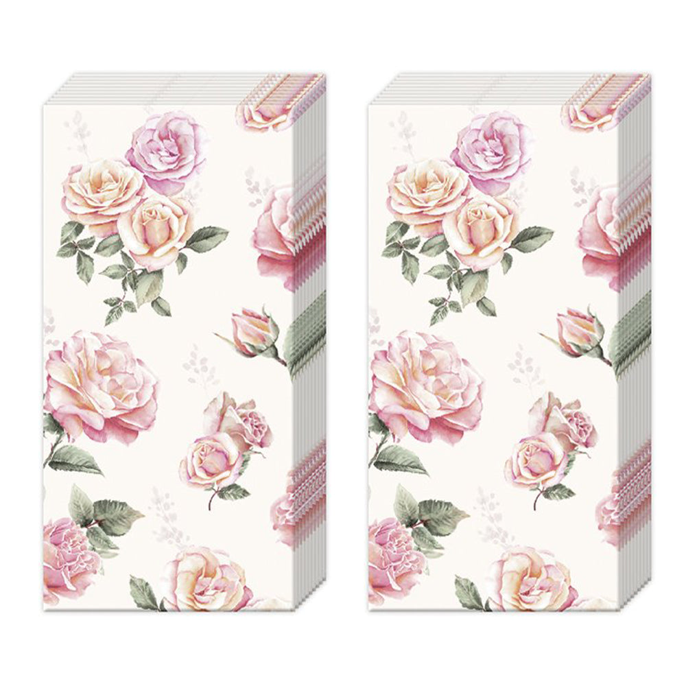 Beth Cream Roses IHR Pocket Tissues 2 packs of 10 Tissues 20cm sq