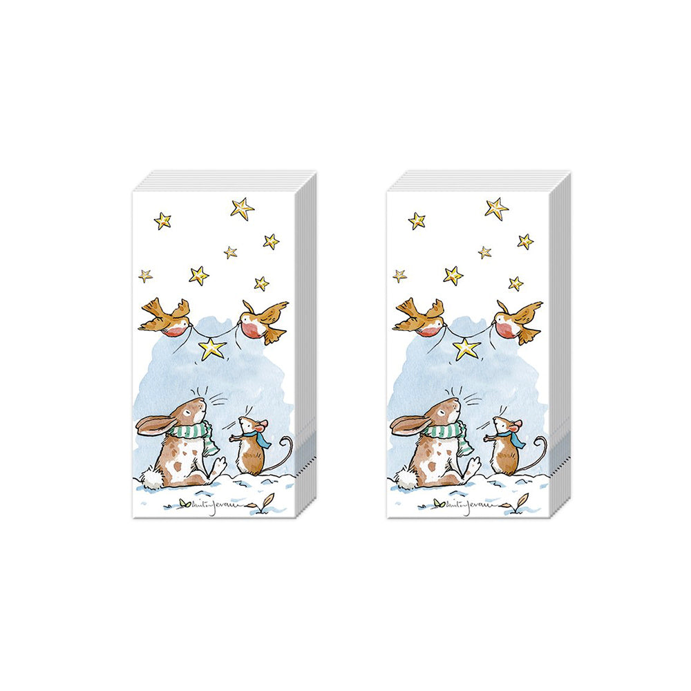 A Star for You Mouse Christmas IHR Paper Pocket Tissues - 2 packs of 10 tissues 21 cm square