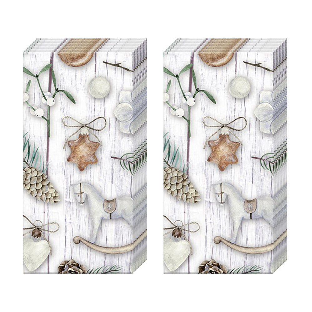 White Xmas Deco Christmas Decorations IHR Paper Pocket Tissues - 2 packs of 10 tissues 21 cm square