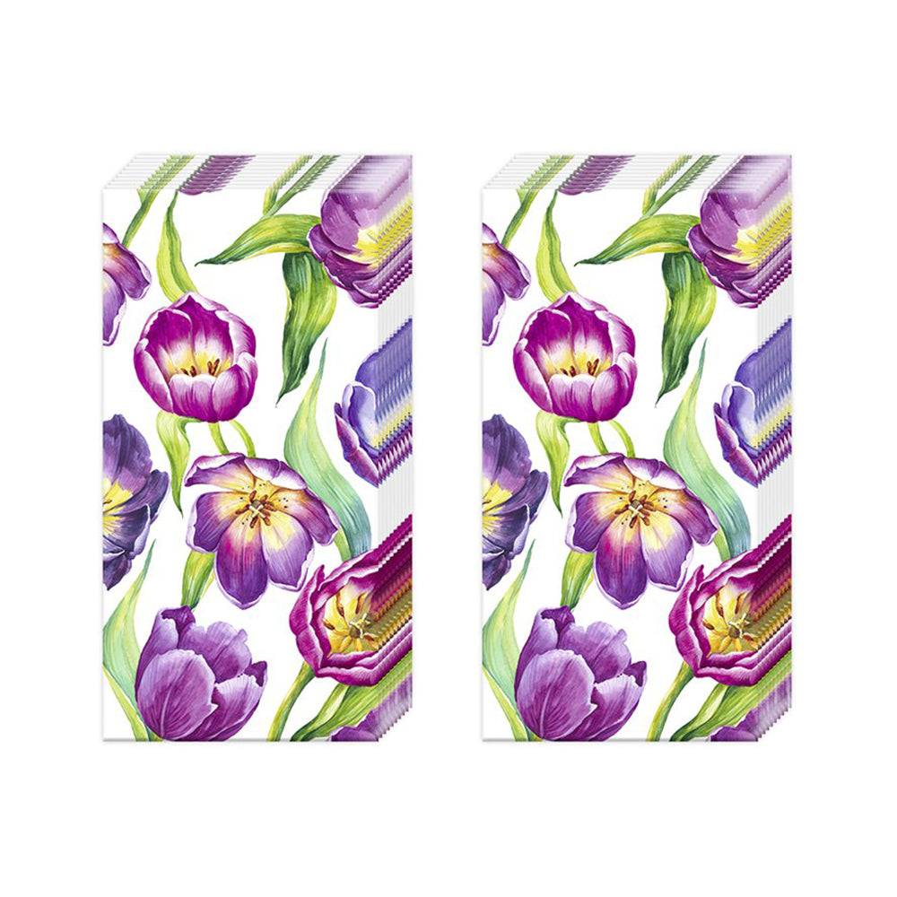 Tulip Meadow IHR Paper Pocket Tissues - 2 packs of 10 tissues 21 cm square