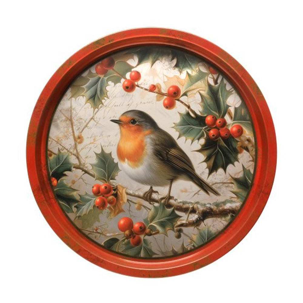 Winter Robin Christmas Deepwell Tray 300 mm (d)