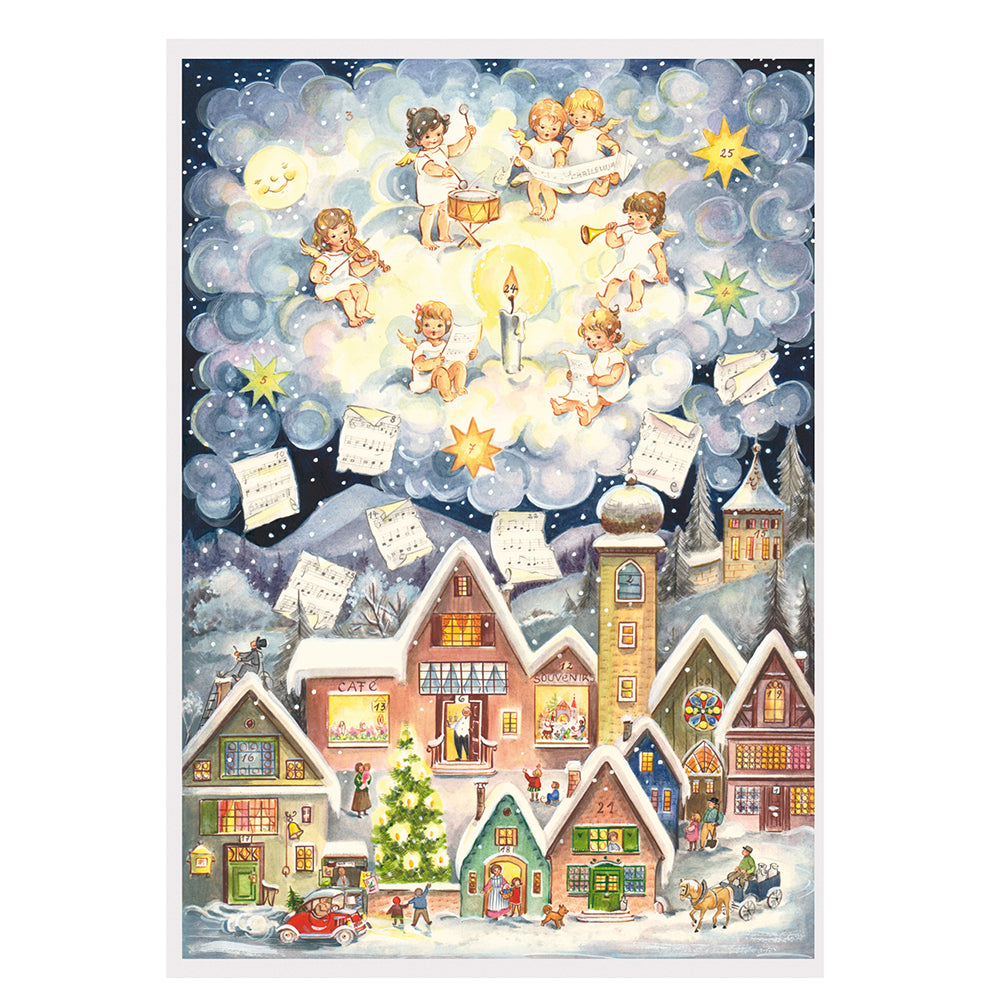 Richard Sellmer Verlag Carol Singing Children Traditional German A4 Advent Calendar 210 x 297 mm with envelope and glitter