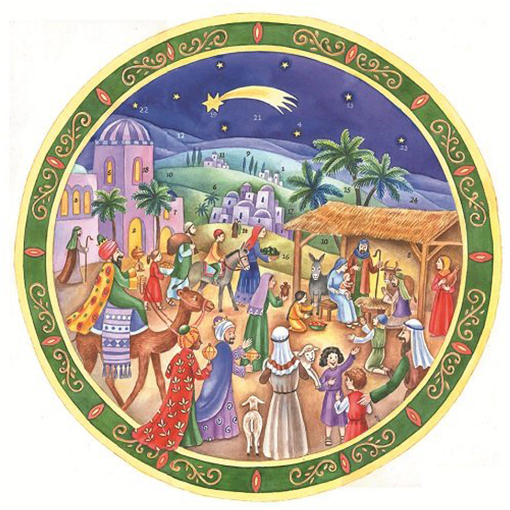 Round Nativity Richard Sellmer Advent Calendar 42 xm x 42 cm