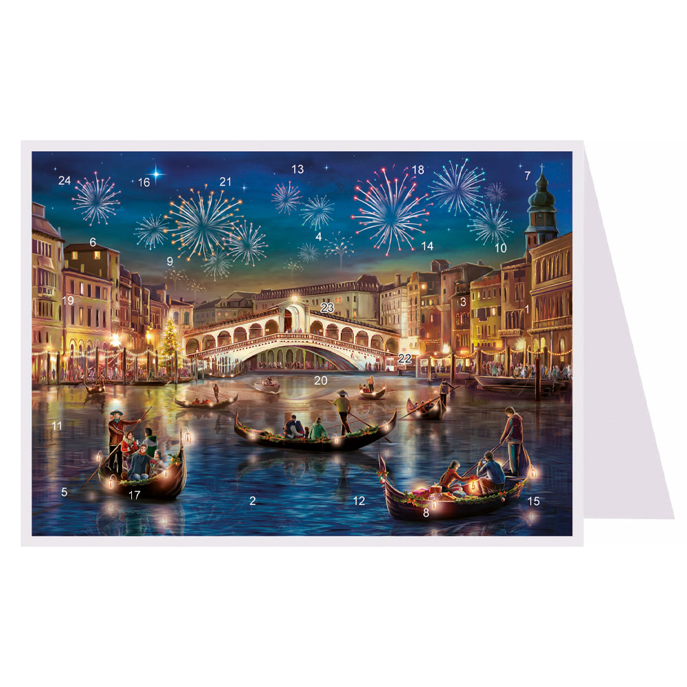Venice 148 x 105 mm Richard Selmer Advent Calendar Card with envelope