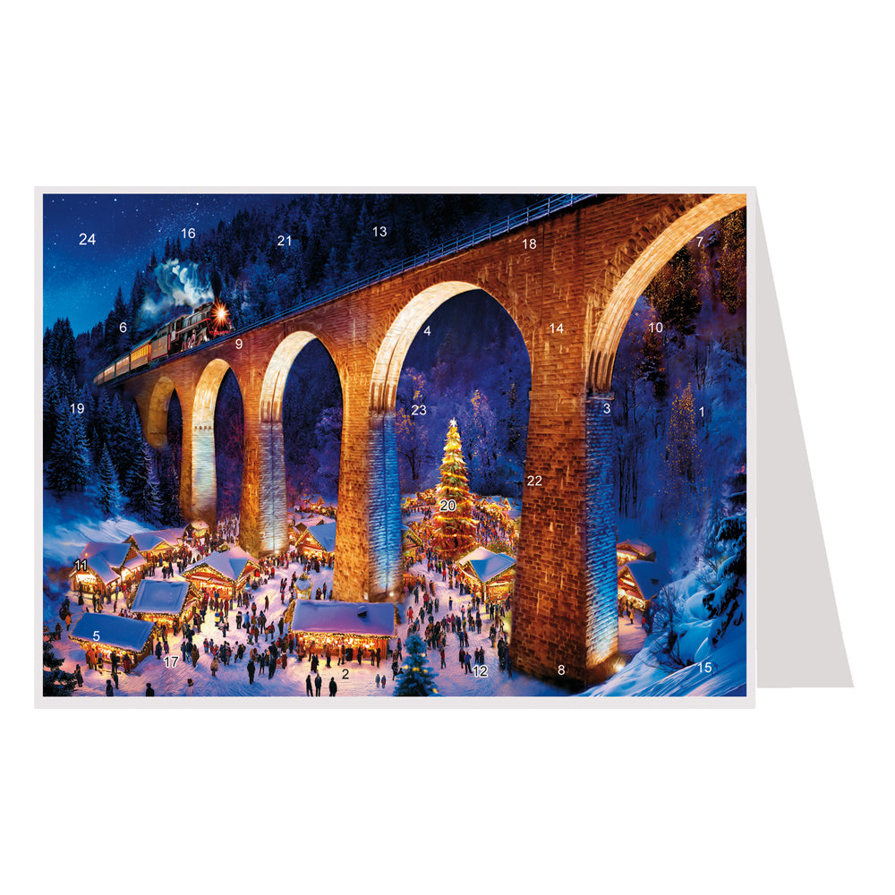 Magic Under the Railway Viaduct 148 x 105 mm Richard Selmer Advent Calendar Card with envelope