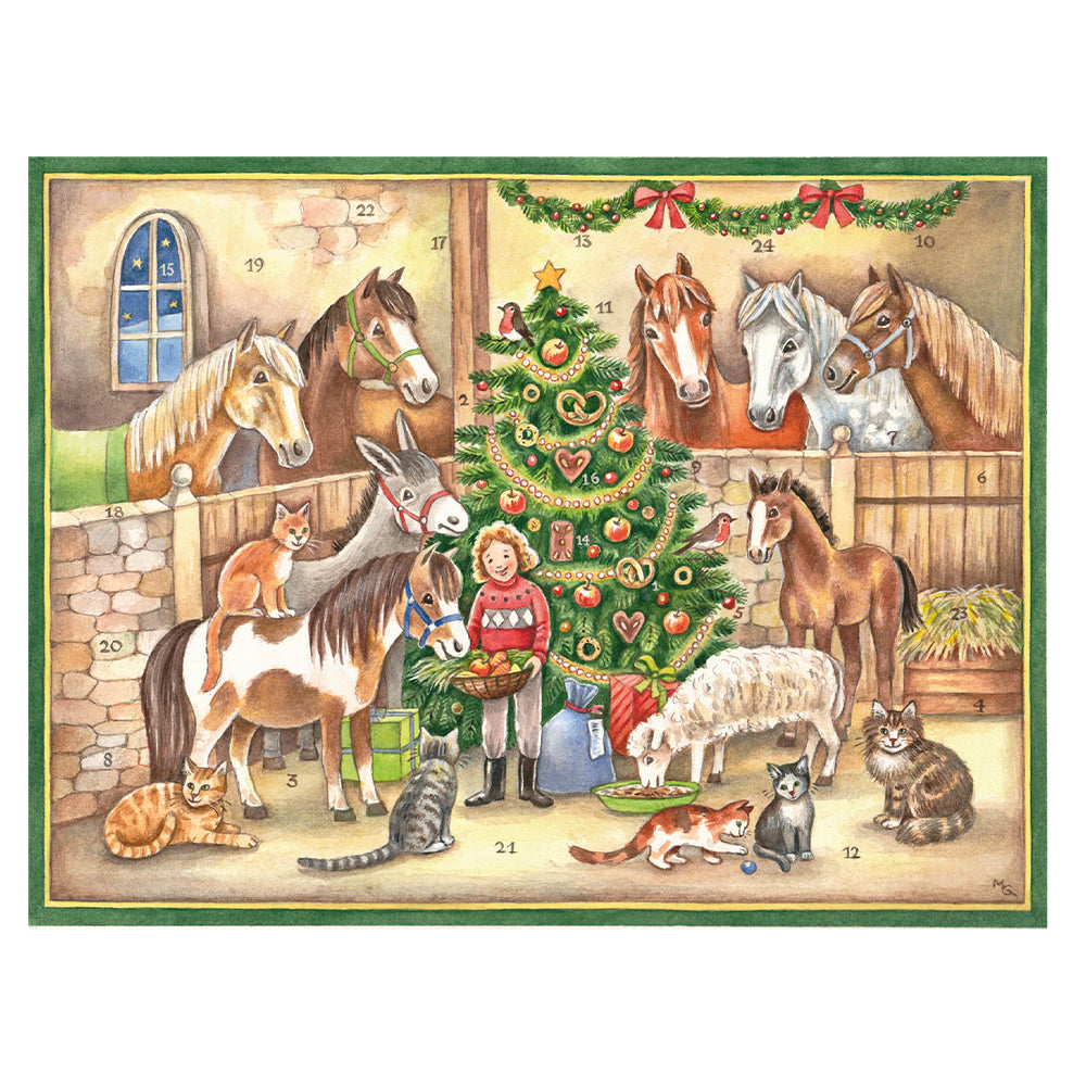 Horses and Cats Richard Sellmer Advent Calendar 355 x 265 mm glitter & translucent windows