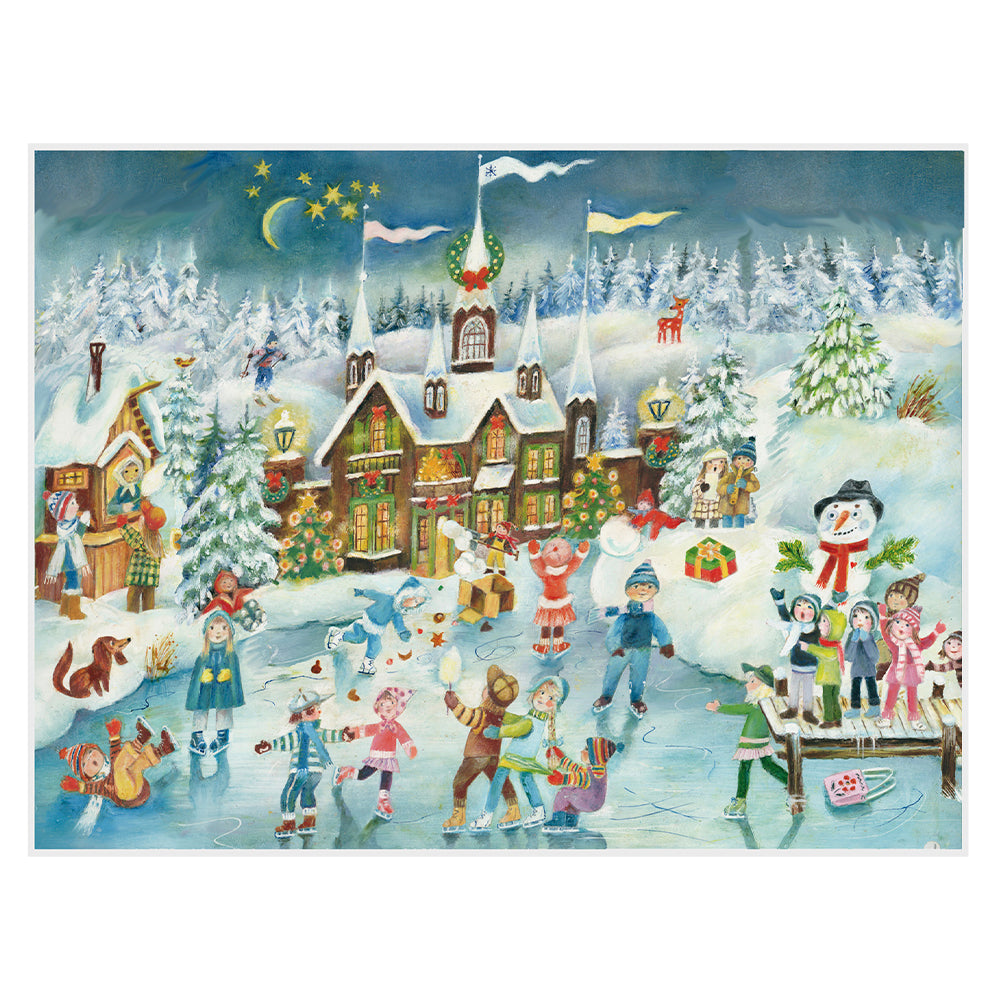 Children Skating Richard Sellmer Advent Calendar 355 x 265 mm glitter & translucent windows