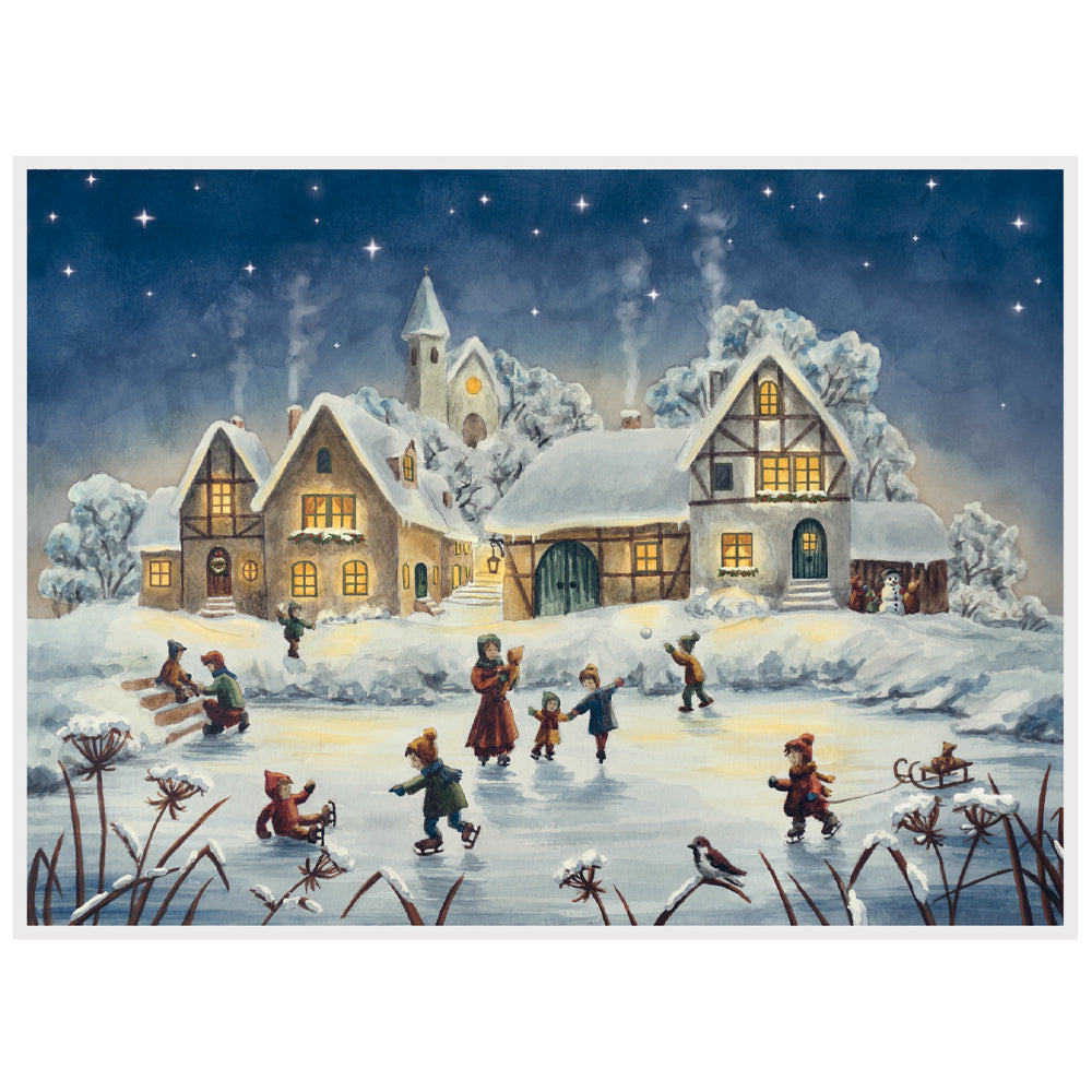 Children Skating Richard Sellmer Advent Calendar 355 x 265 mm glitter & translucent windows