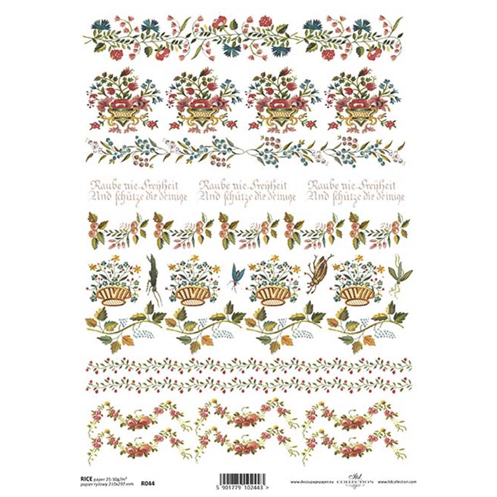Small Floral Decorations A4 ITD Rice Paper for Decoupage