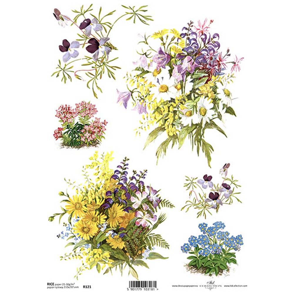 Yellow Posy A4 ITD Rice Paper for Decoupage