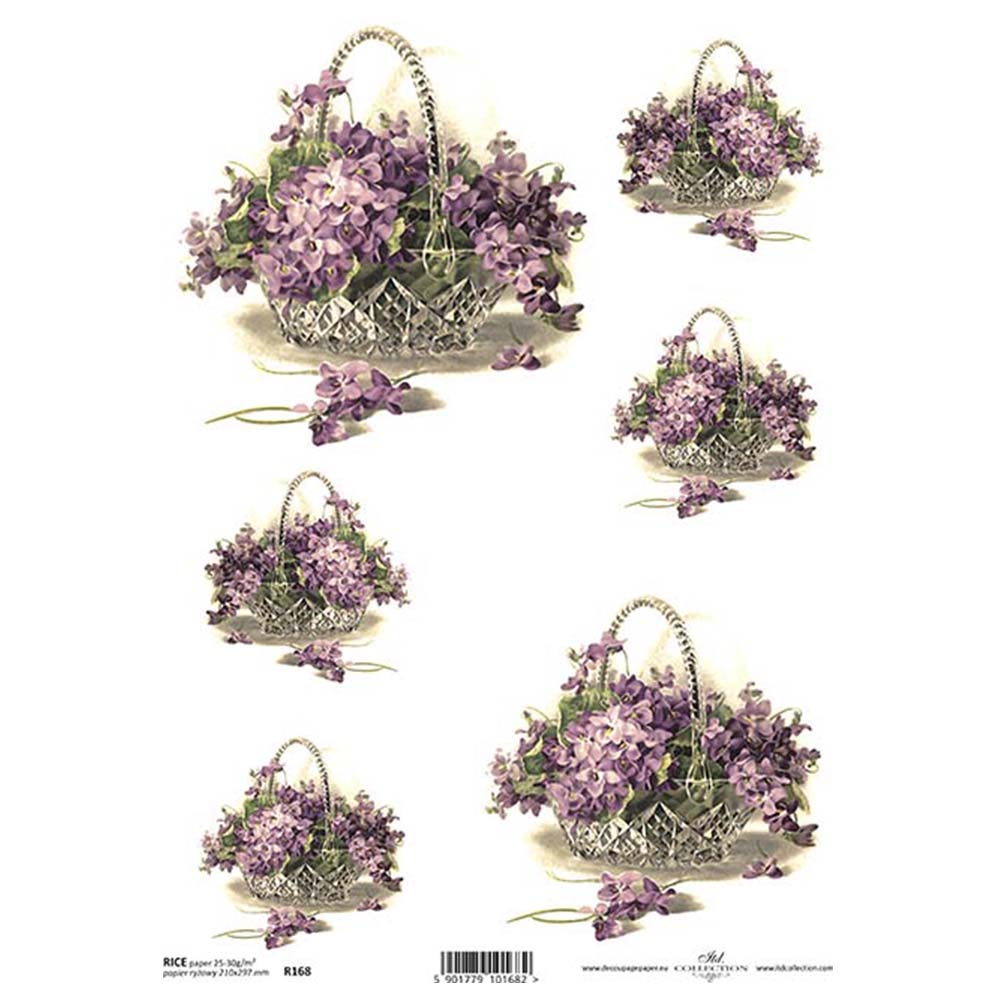 Mauve Baskets A4 ITD Rice Paper for Decoupage