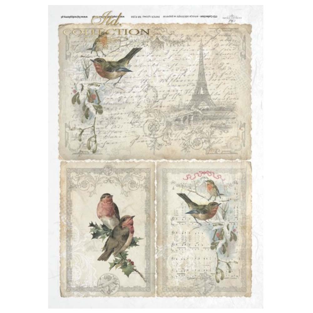 Birds Paris Eiffle TowerA4 ITD Rice Paper for Decoupage