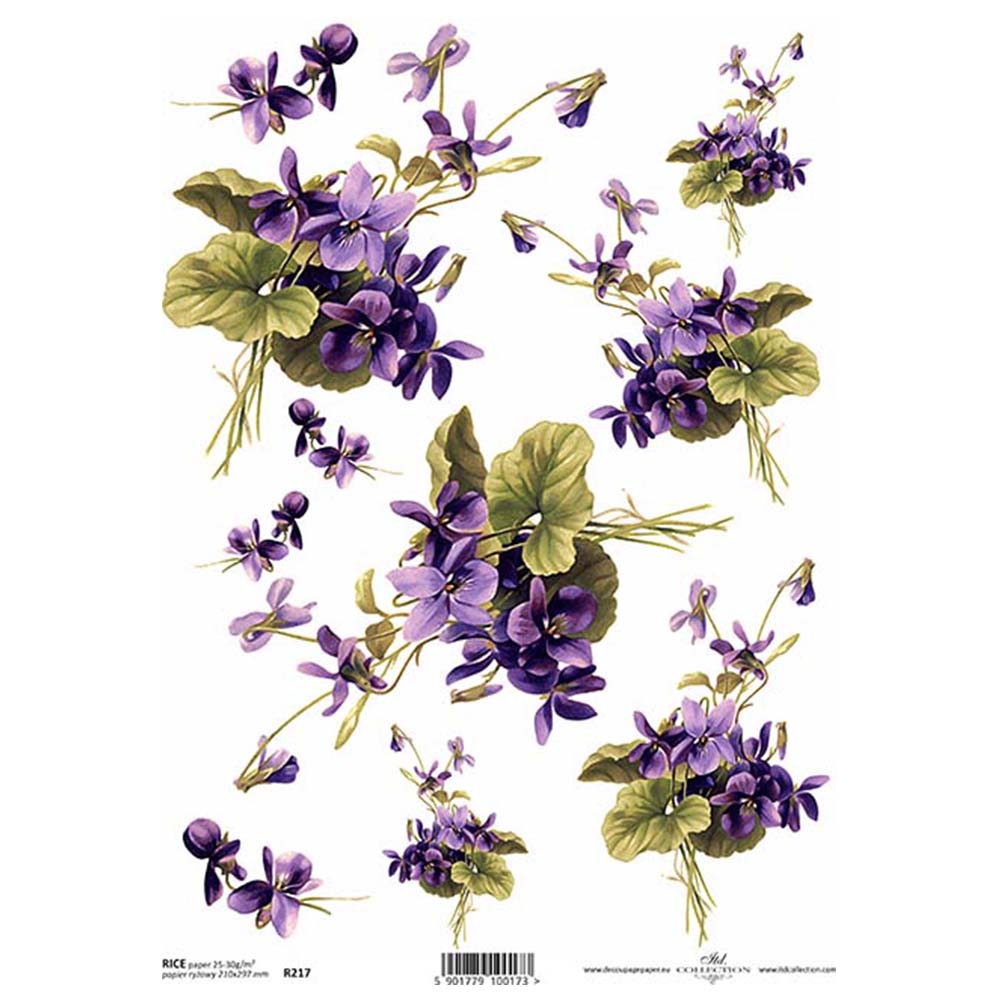 Mauve Floral A4 ITD Rice Paper for Decoupage