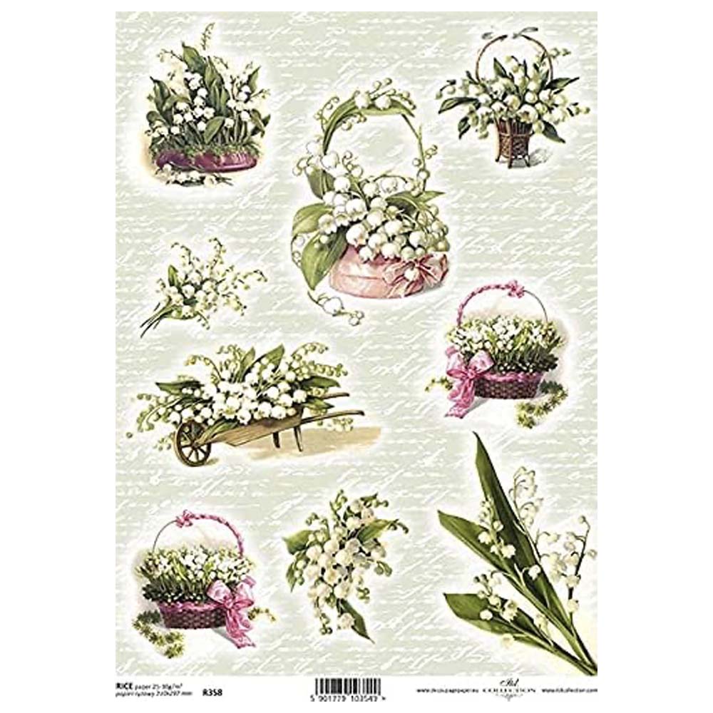 Pink Barrows Floral A4 ITD Rice Paper for Decoupage
