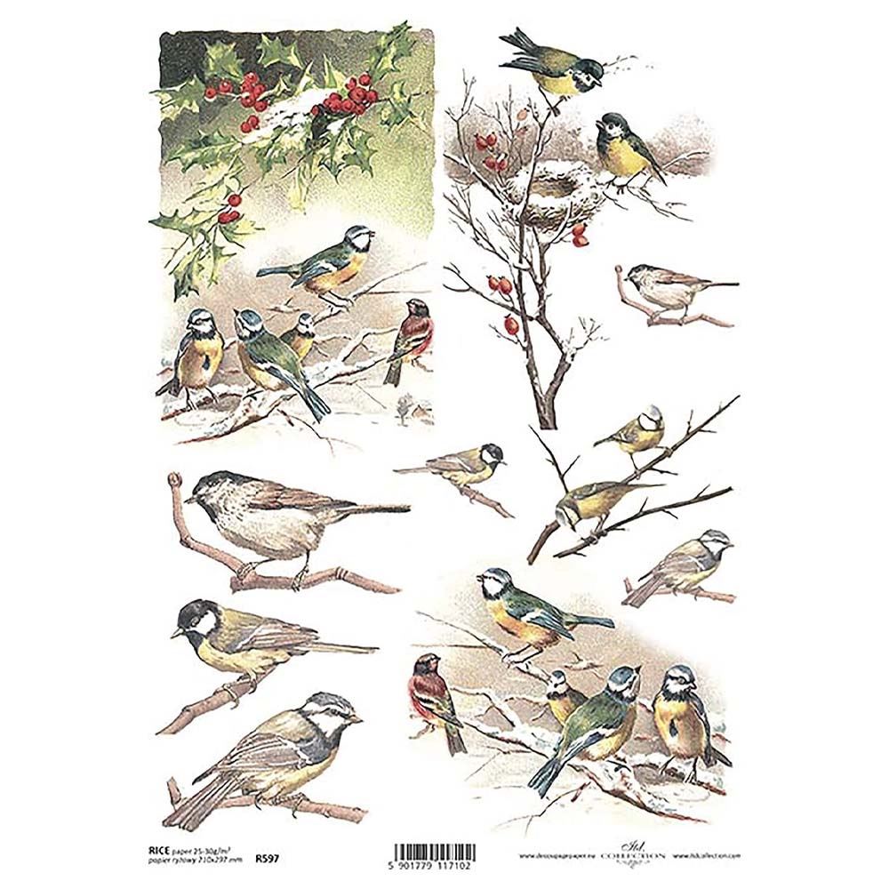Birds Rice Paper A4 ITD Rice Paper for Decoupage