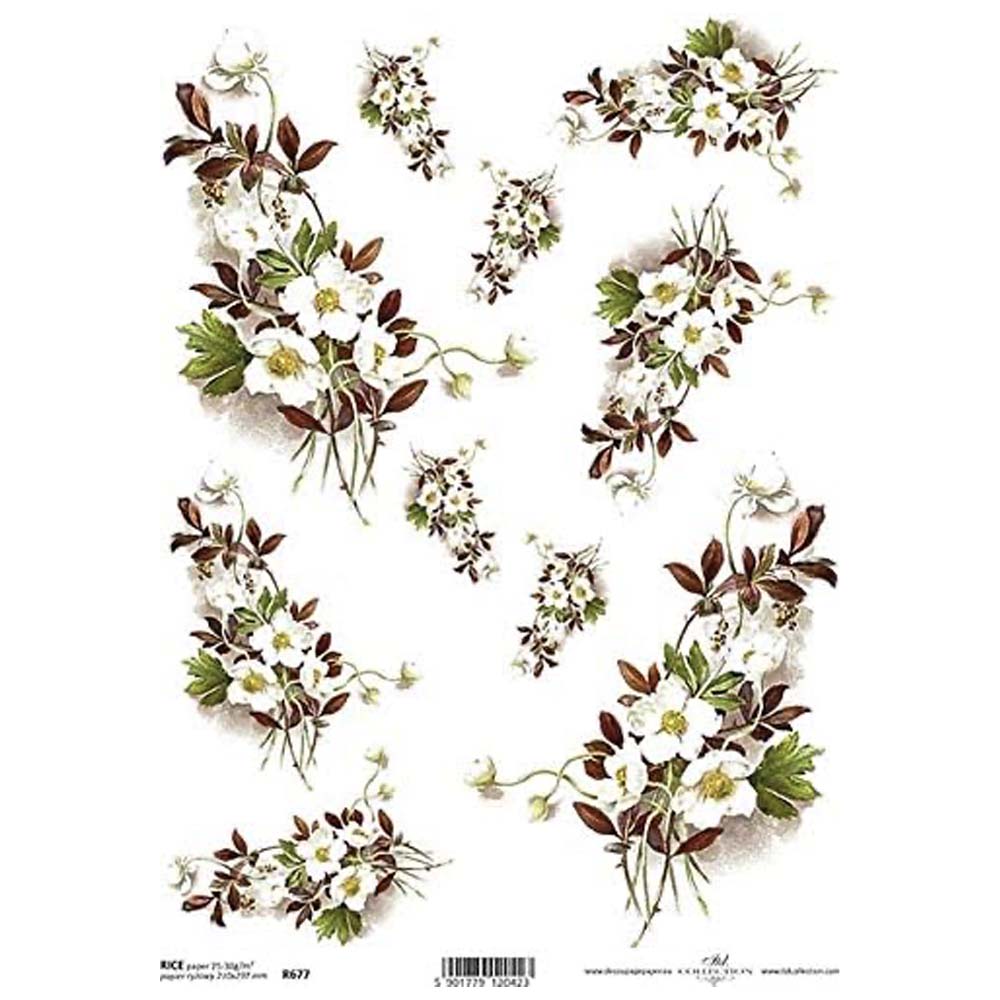 Flowers Posies Rice Paper A4 ITD Rice Paper for Decoupage