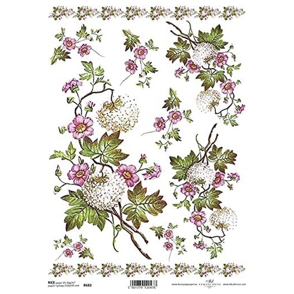 Pink Posy Rice Paper A4 ITD Rice Paper for Decoupage