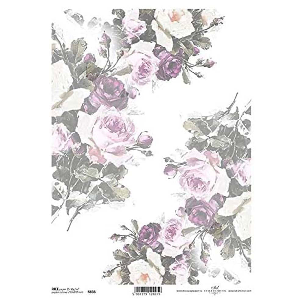 Pinks Roses Rice Paper A4 ITD Rice Paper for Decoupage