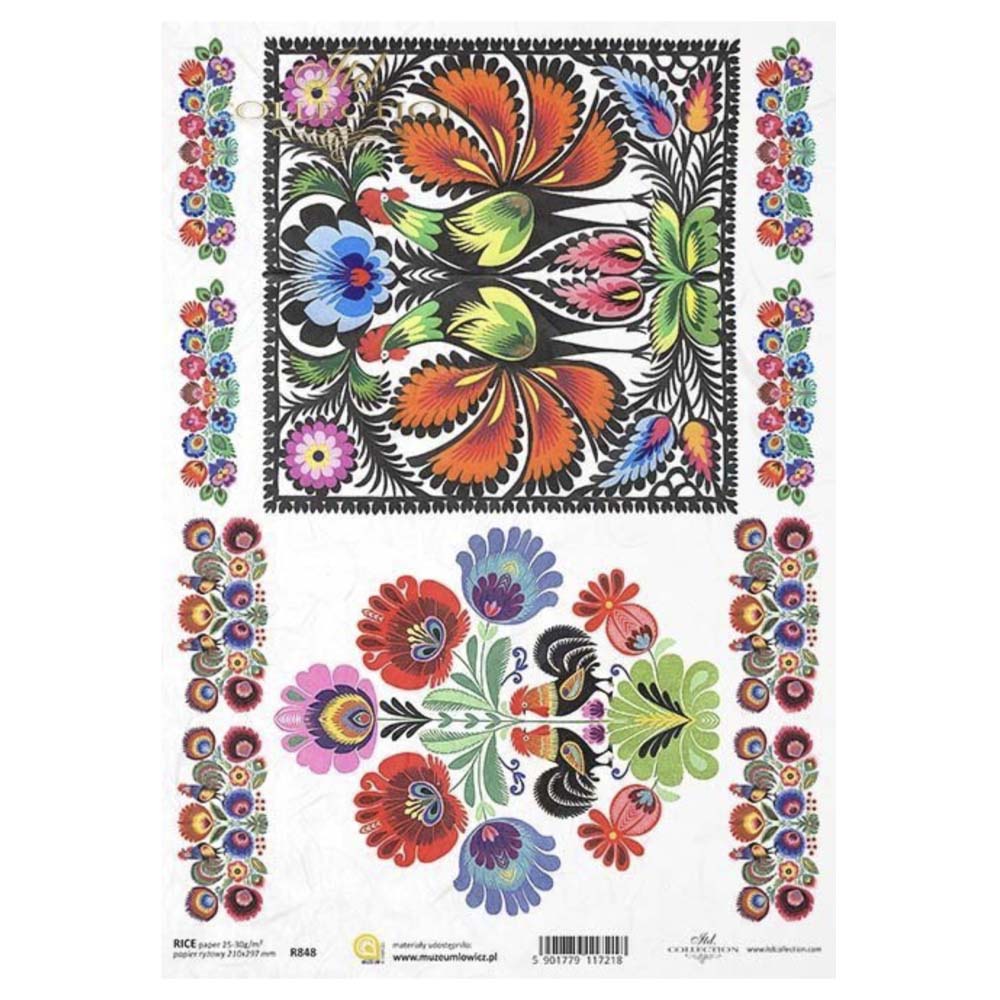 Cartoon Flower Motifs Rice Paper A4 ITD Rice Paper for Decoupage