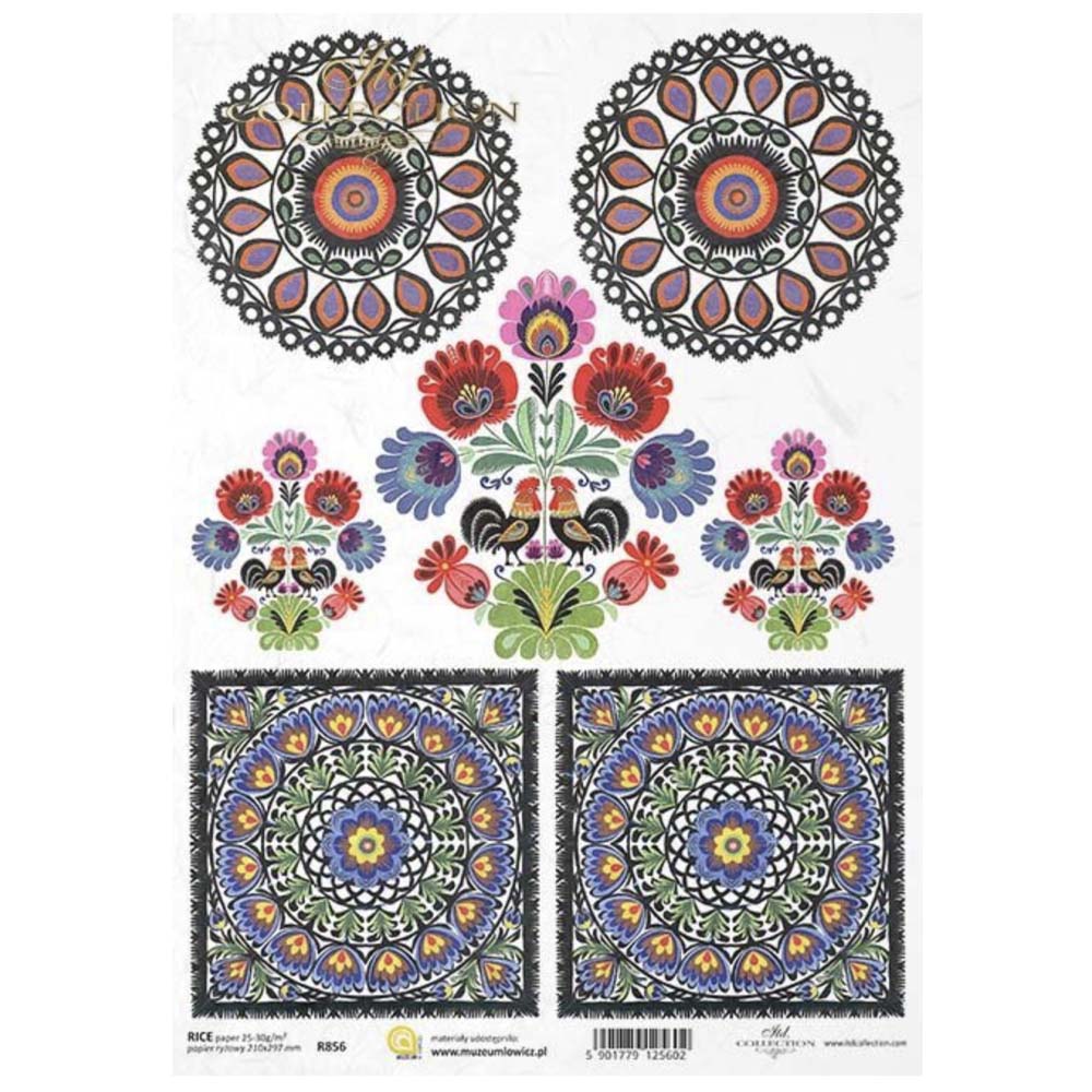 Cartoon Flowers in Different Shapes Rice Paper A4 ITD Rice Paper for Decoupage