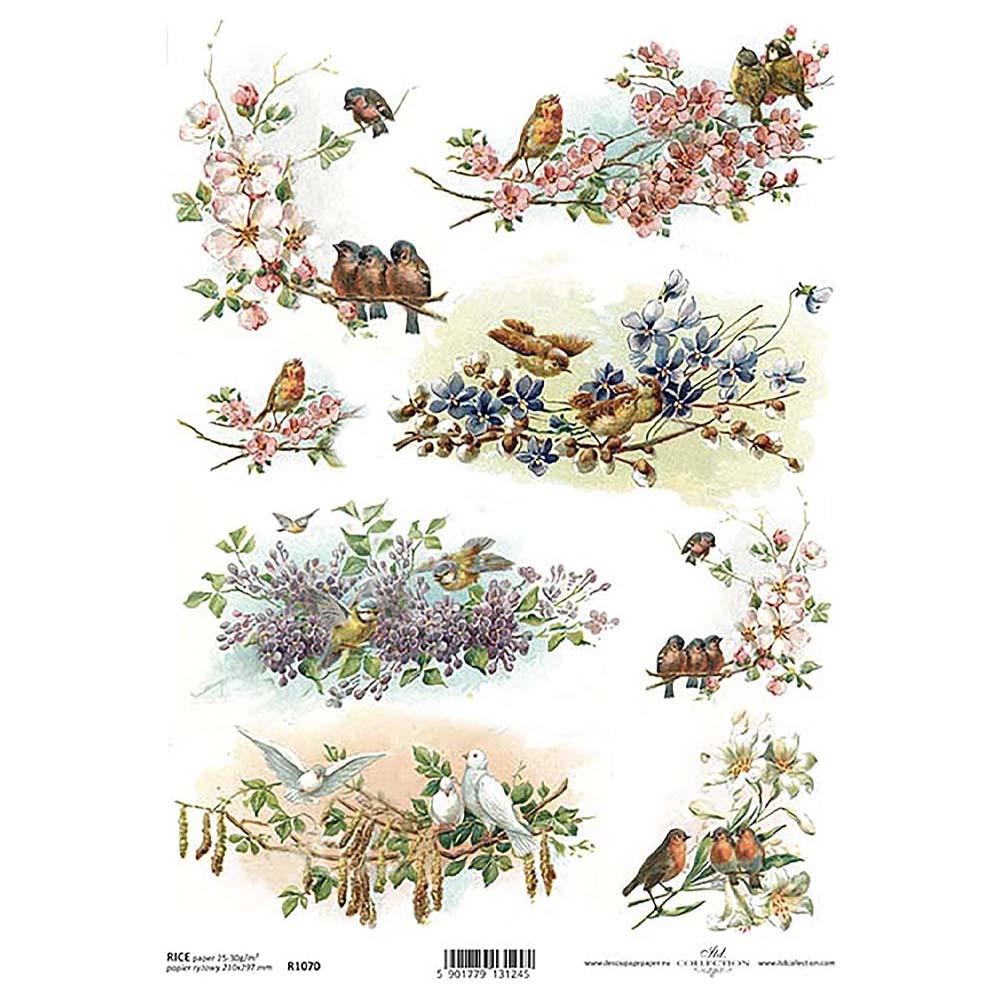 Birds Rice Paper A4 ITD Rice Paper for Decoupage