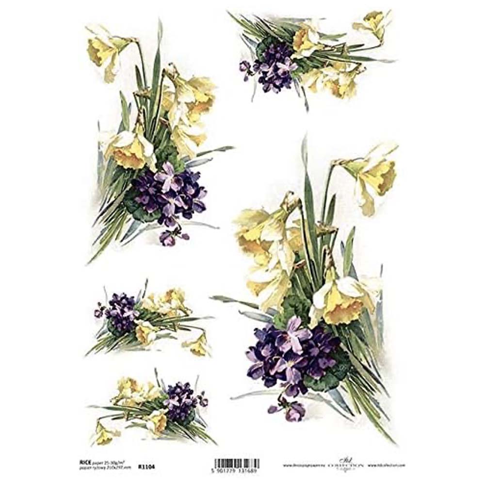 Daffofdils Rice Paper A4 ITD Rice Paper for Decoupage
