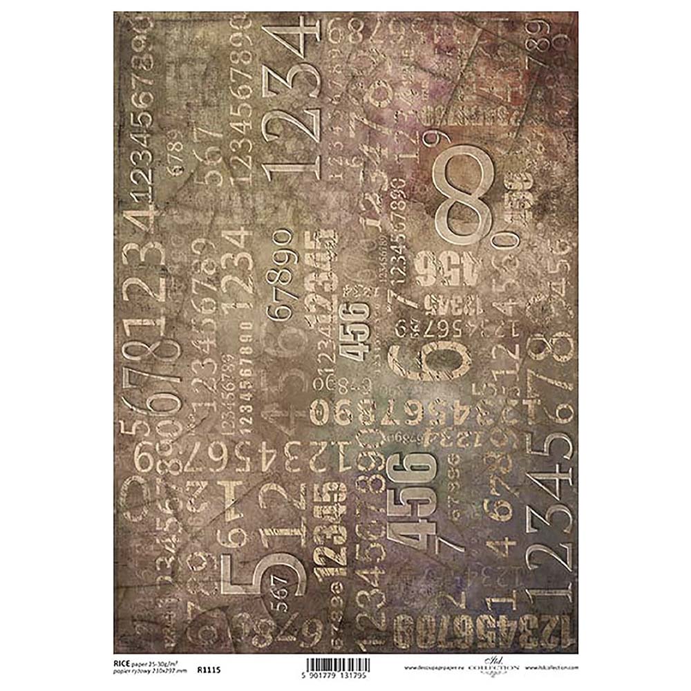 Numbers Rice Paper A4 ITD Rice Paper for Decoupage