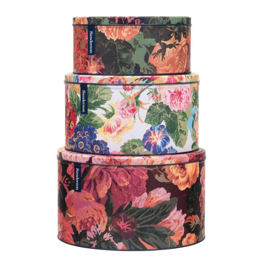 Sanderson - Very Rose & Peony Set of 3 Round Cake Tins 250(d) x 145mm, 225(d) x 120mm, 195(d) x 95mm