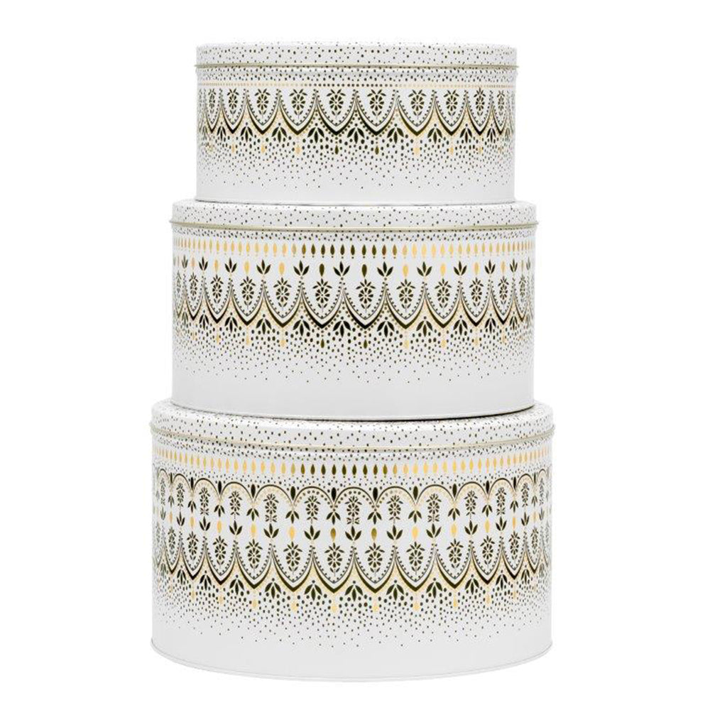 Sara Miller Artisanne Noir Set of 3 Round nested Cake Tins 250(d) x 145mm (lg), 225(d) x 120mm (med), 195(d) x 95mm (sml)