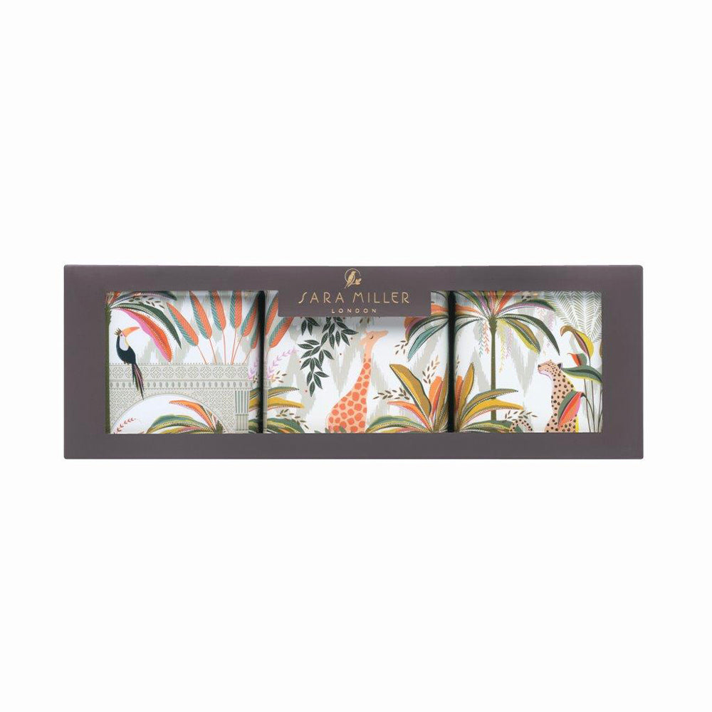 Sara Miller Palm 3 Square Tin Caddies 105 x 105 x 105 mm