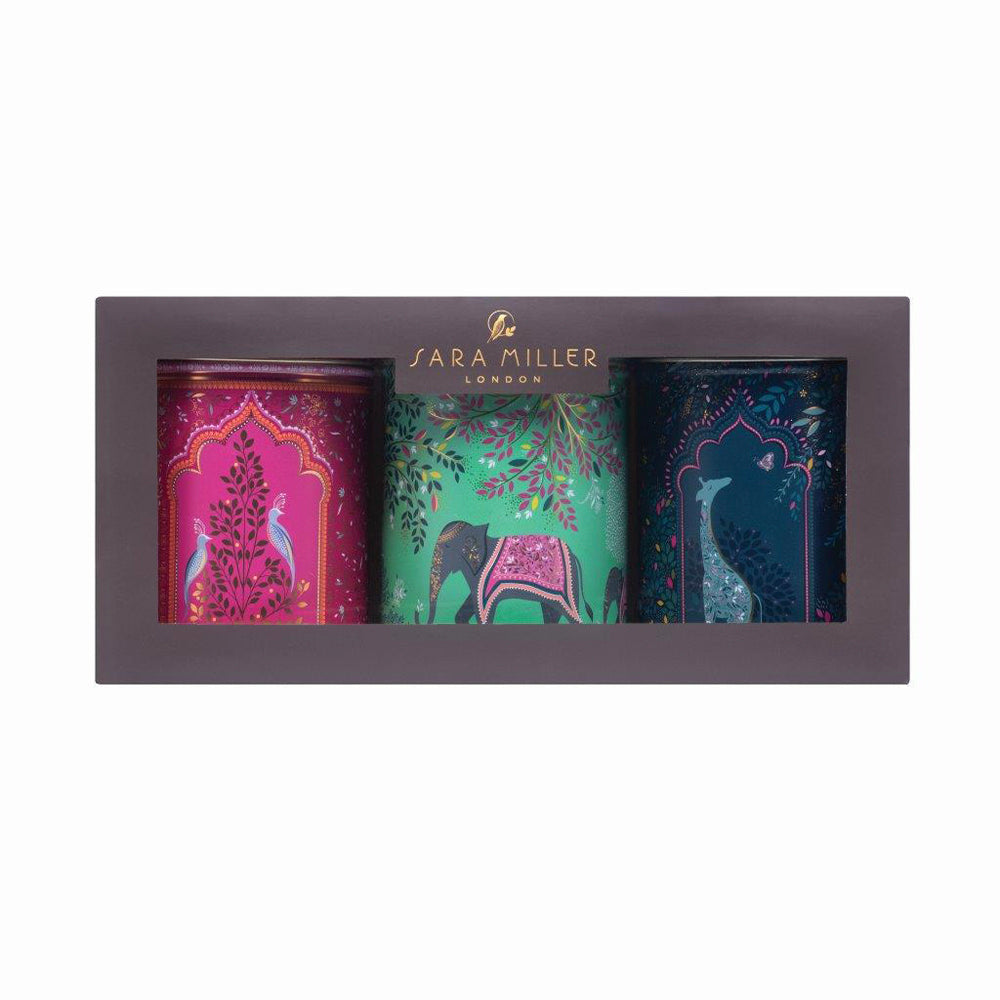 Sara Miller New India Set of 3 Round Tin Caddies 106 (d) x 150mm