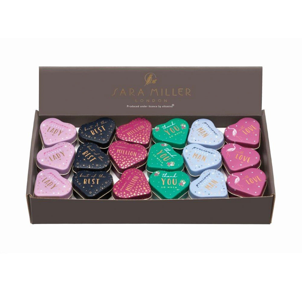 Sara Miller - Little Gestures Mini Heart Tins set of 6 assorted tins 45x 41 x 22mm