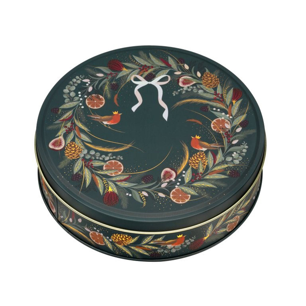 Sara Miller Christmas Winter Wreath Round Tin 168 (d) x 46 mm