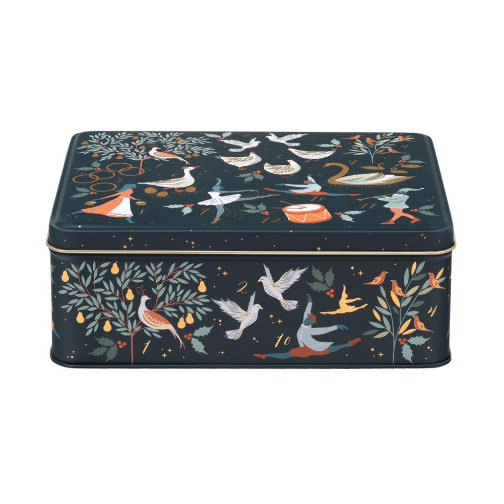 Sara Miller - 12 Days of Christmas Deep Rectangular Tin 195 x 154 x 75mm