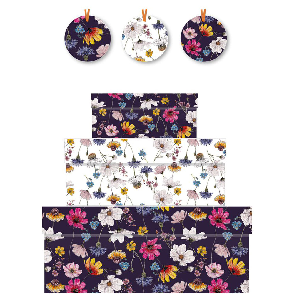 Toasted Crumpet Regency Gardens Nest of 3 Gift Boxes Size: small 165 x 50 x 110mm Medium: 230 x 90 x 165mm Large: 310 x 130 x 225mm